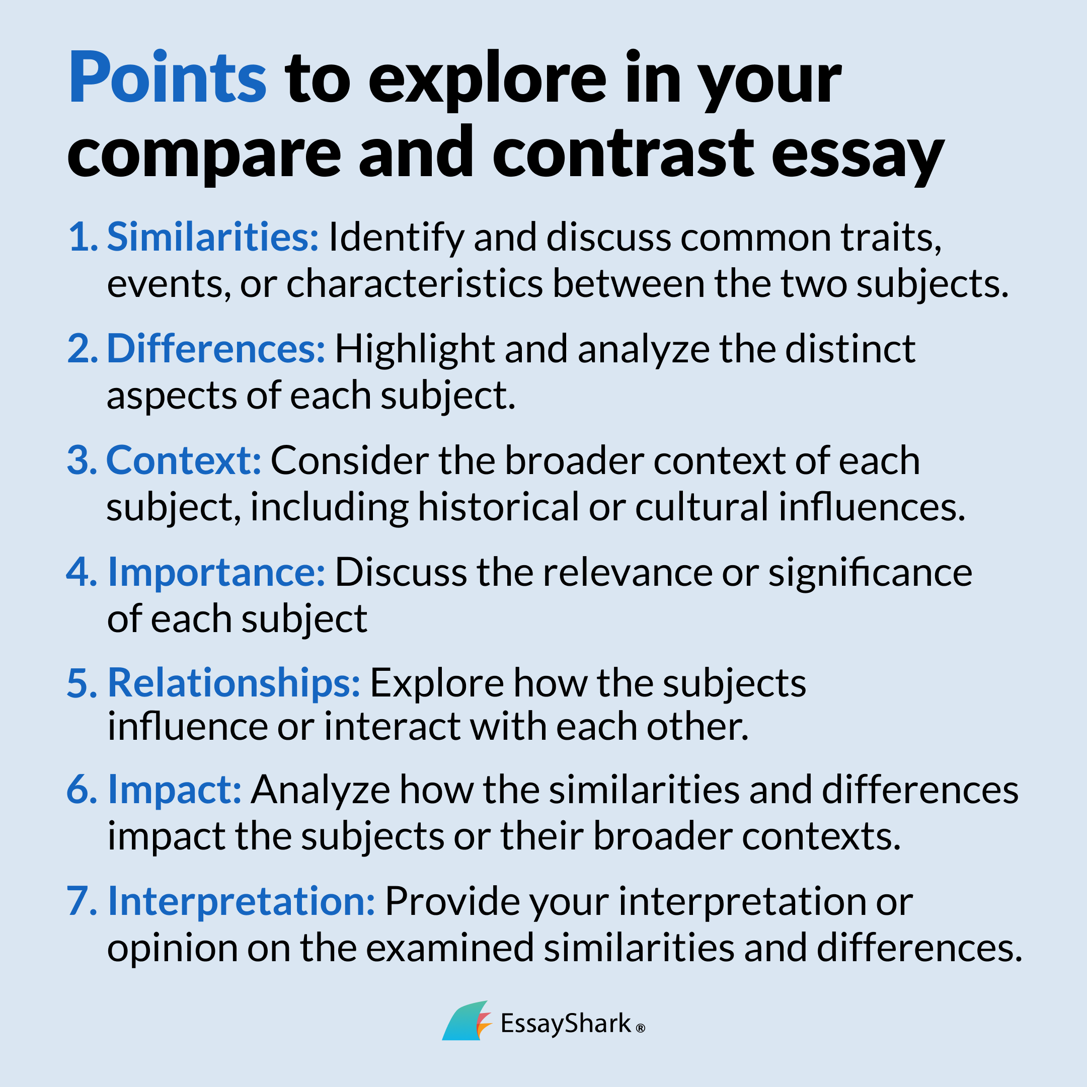 compare and contrast essay points to explore