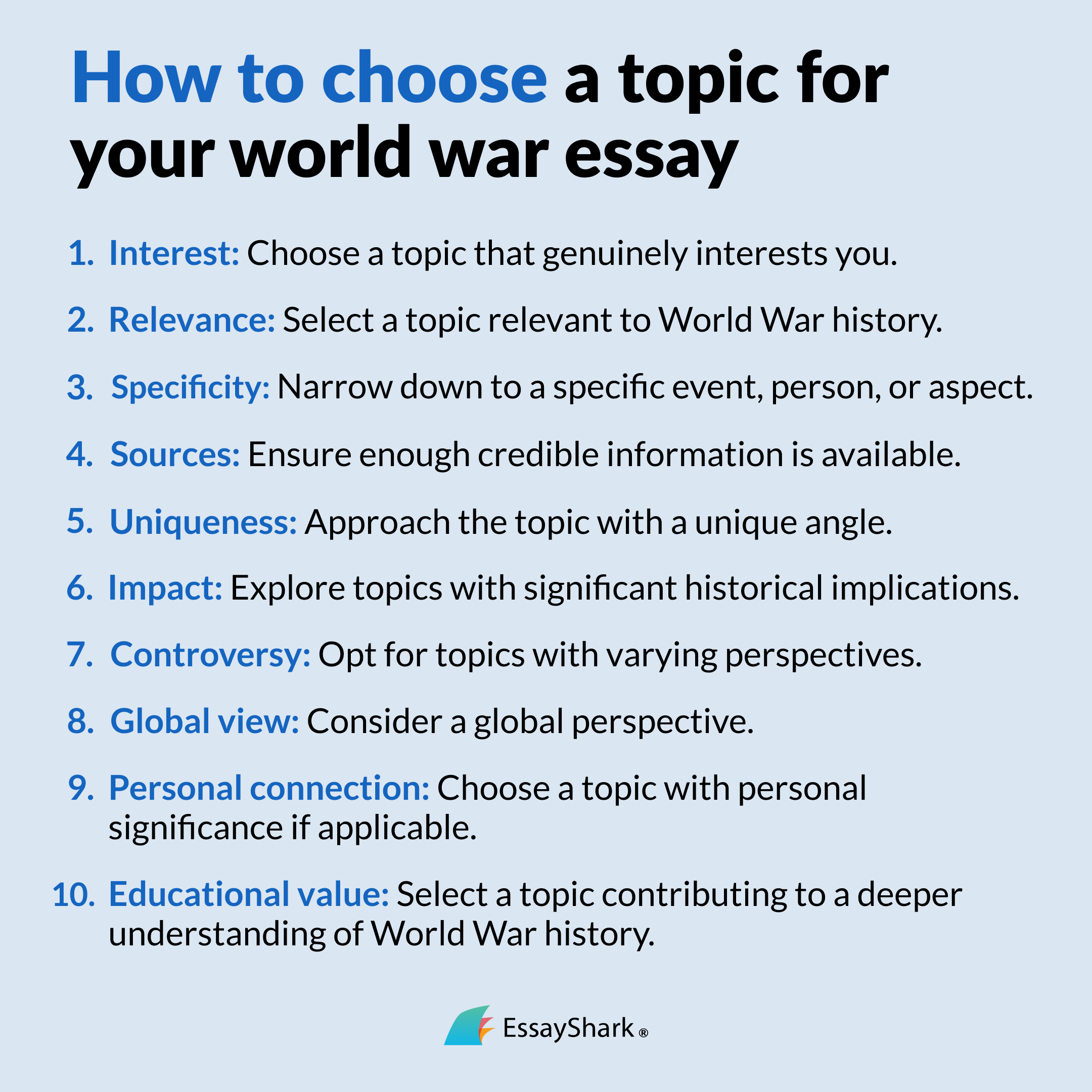 how to choose world war essay topic