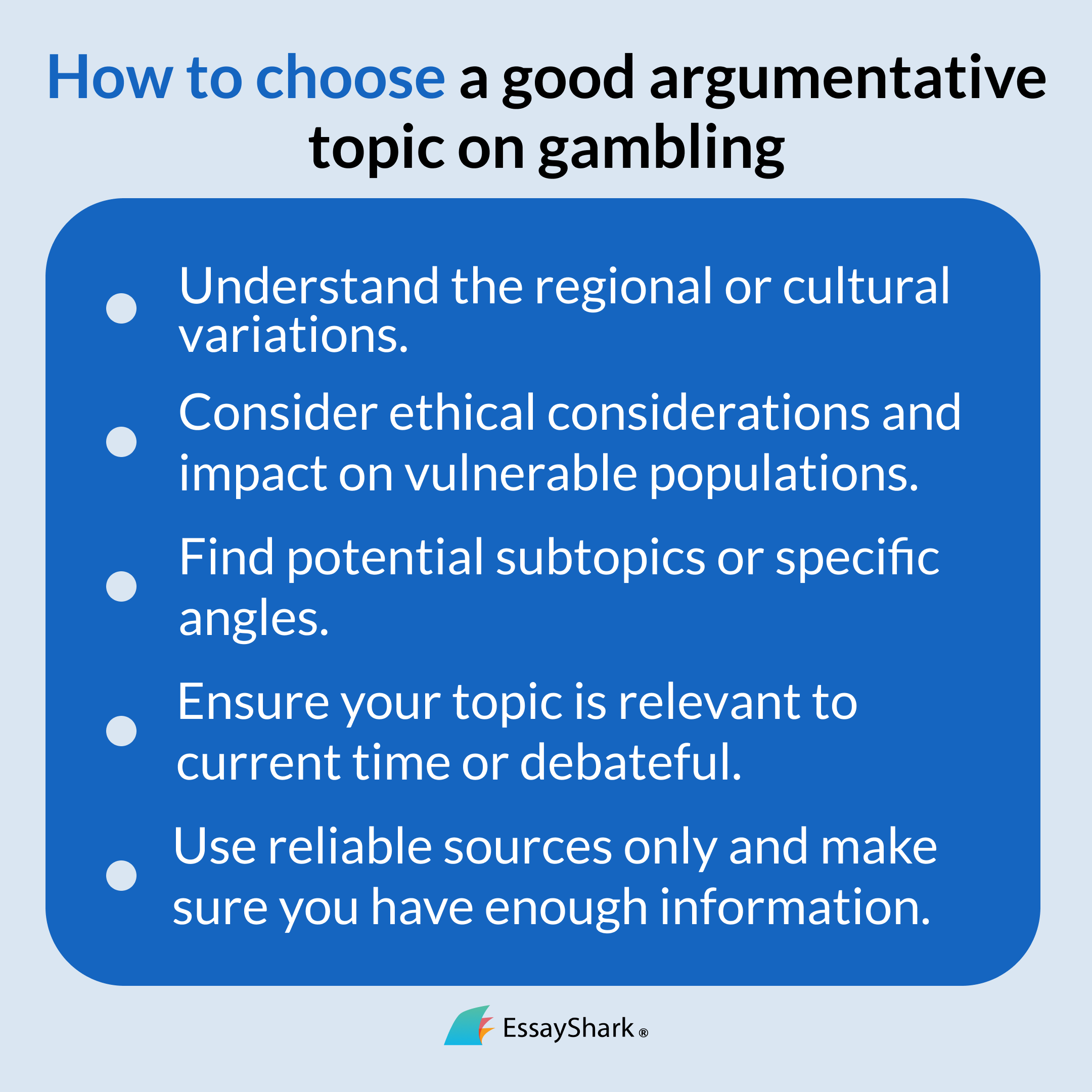 how to choose gambling topic for writing