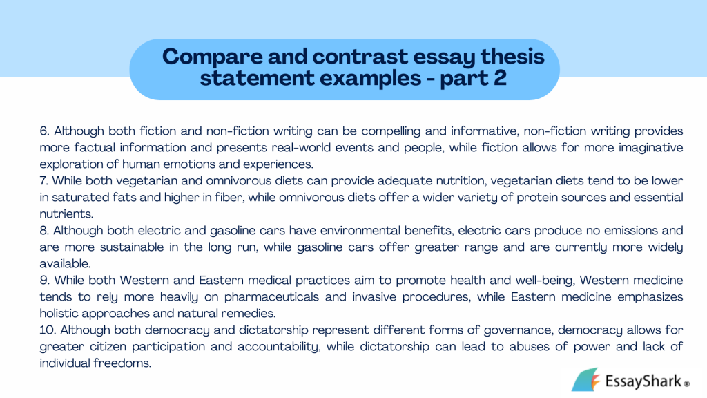 how to write a compare and contrast essay thesis statement