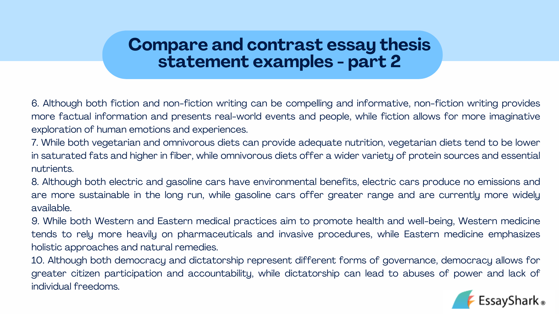thesis statement comparison and contrast essay