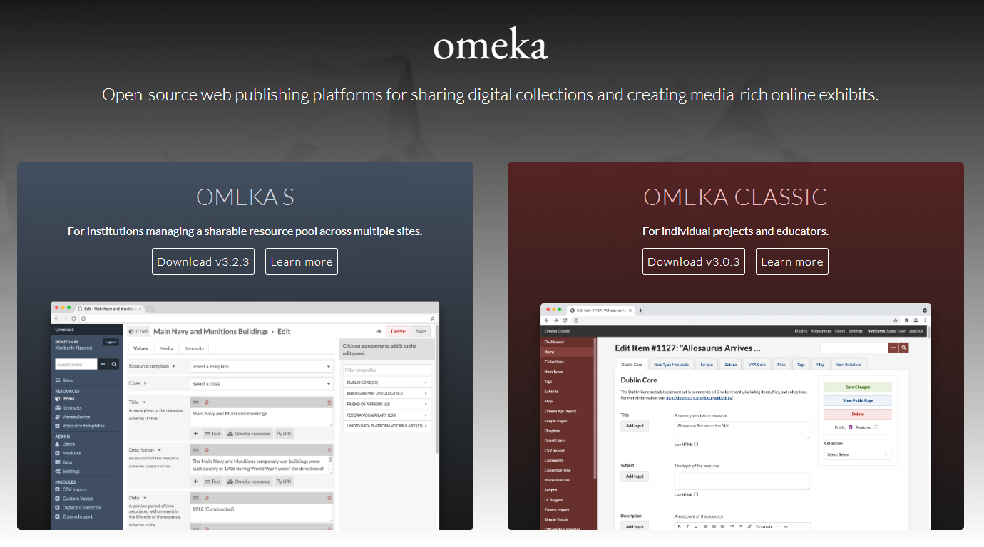 omeka online research tool