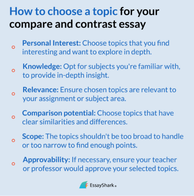 More tips on choosing topics for compare and contrast essays